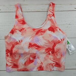 GAIAM Flow Longline Sports Bra XL Pink Orange Stretch Wireless Removable Cups